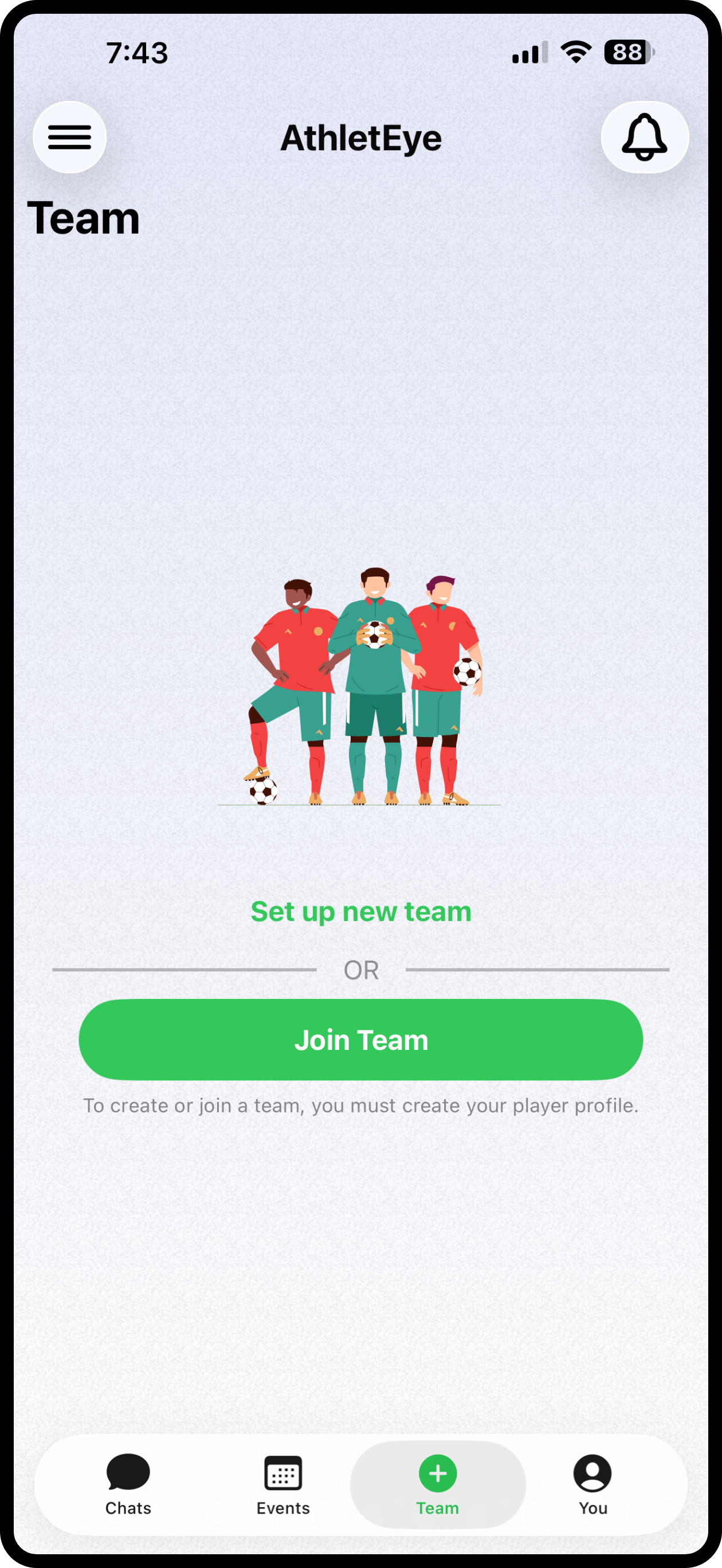 Create or Join Team Screen