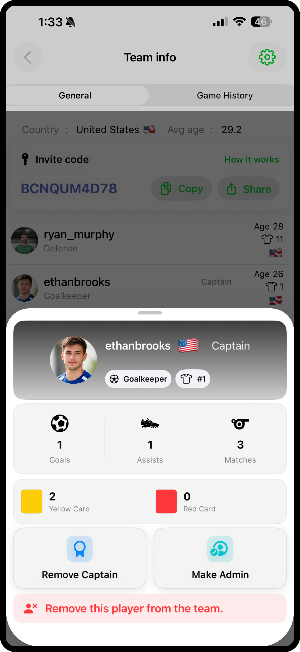 Manage Players Screen
